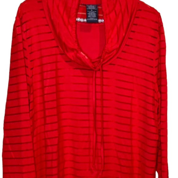 💐🌷Red Burnout Cowl Neck Long Sleeve Tunic with Tank - Chelsea & Theodore XL - Picture 3 of 6